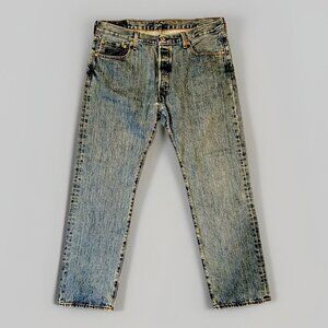 Levis Jeans 501 Men's Jeans Blue Denim Straight Leg Button Fly Size 35x30